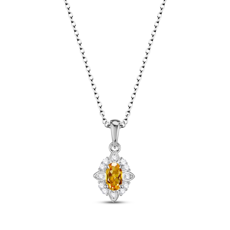 Main Image 2 of Oval-Cut Citrine & White Lab-Created Sapphire Scalloped Frame Gift Set Sterling Silver