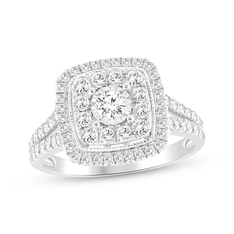 Main Image 1 of Multi-Diamond Engagement Ring 1 ct tw 10K White Gold