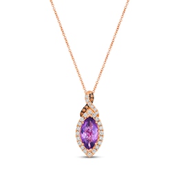 Le Vian Chocolate Twist Amethyst Necklace 1/3 ct tw Diamonds 14K Strawberry Gold 19&quot;