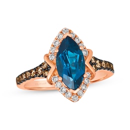 Le Vian Marquise-Cut Blue Topaz Ring 1/2 ct tw Diamonds 14K Strawberry Gold