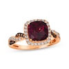 Thumbnail Image 0 of Le Vian Chocolate Twist Cushion-Cut Rhodolite Ring 1/3 ct tw Diamonds 14K Strawberry Gold