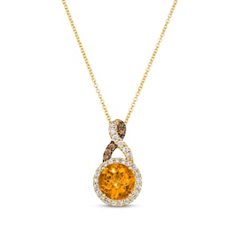 Le Vian Chocolate Twist Citrine Necklace 1/3 ct tw Diamonds 14K Honey Gold 19&quot;