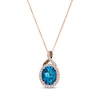 Thumbnail Image 1 of Le Vian Chocolate Twist Oval-Cut Blue Topaz Necklace 1/4 ct tw Diamonds 14K Strawberry Gold 19”