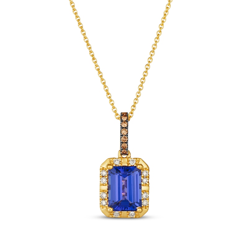 Main Image 1 of Le Vian Emerald-Cut Tanzanite & Diamond Necklace 1/8 ct tw 14K Honey Gold 19”