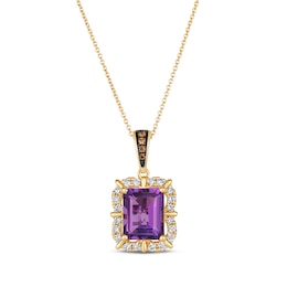 Le Vian Emerald-Cut Amethyst Necklace 3/8 ct tw Diamonds 14K Honey Gold 19&quot;