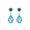 Thumbnail Image 2 of Round-Cut London Blue Topaz & Pear-Shaped Swiss Blue Topaz Drop Earrings 10K Yellow Gold