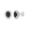 Thumbnail Image 1 of Oval-Cut Black Onyx & White Lab-Created Sapphire Stud Earrings Sterling Silver