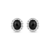 Thumbnail Image 2 of Oval-Cut Black Onyx & White Lab-Created Sapphire Stud Earrings Sterling Silver