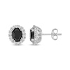 Thumbnail Image 3 of Oval-Cut Black Onyx & White Lab-Created Sapphire Stud Earrings Sterling Silver