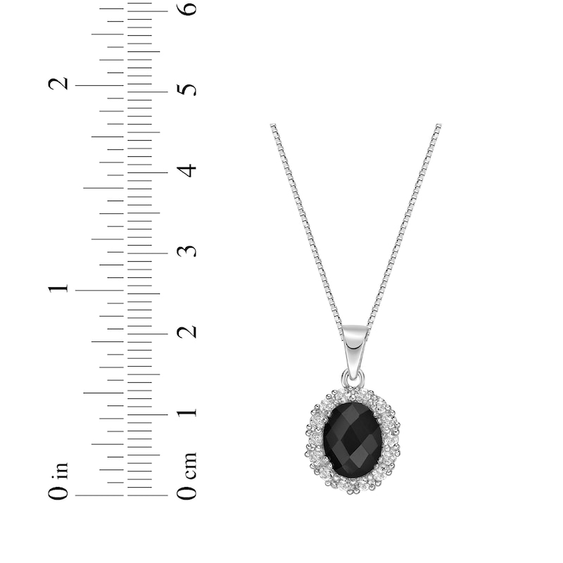 Main Image 4 of Oval-Cut Black Onyx & White Lab-Created Sapphire Necklace Sterling Silver 18&quot;