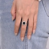 Thumbnail Image 5 of Oval-Cut Black Onyx & White Lab-Created Sapphire Ring Sterling Silver