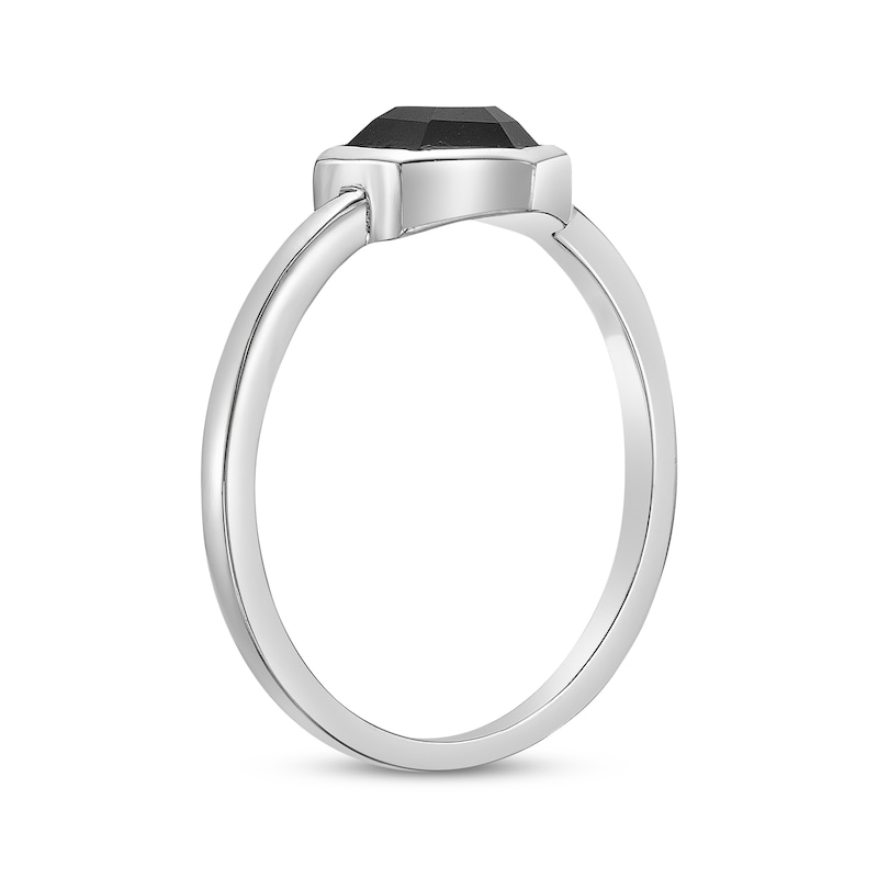 Hexagon-Cut Black Onyx Ring Sterling Silver