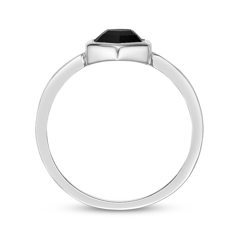 Hexagon-Cut Black Onyx Ring Sterling Silver