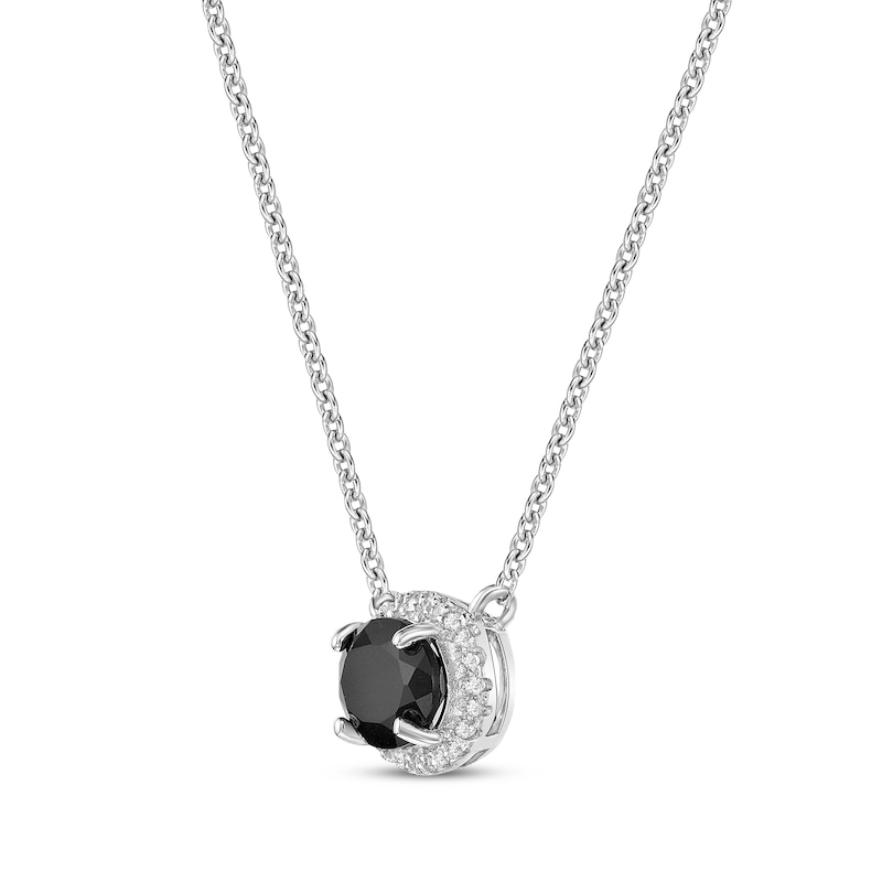 Main Image 2 of Oval-Cut Black Onyx & White Lab-Created Sapphire Necklace Sterling Silver 18&quot;