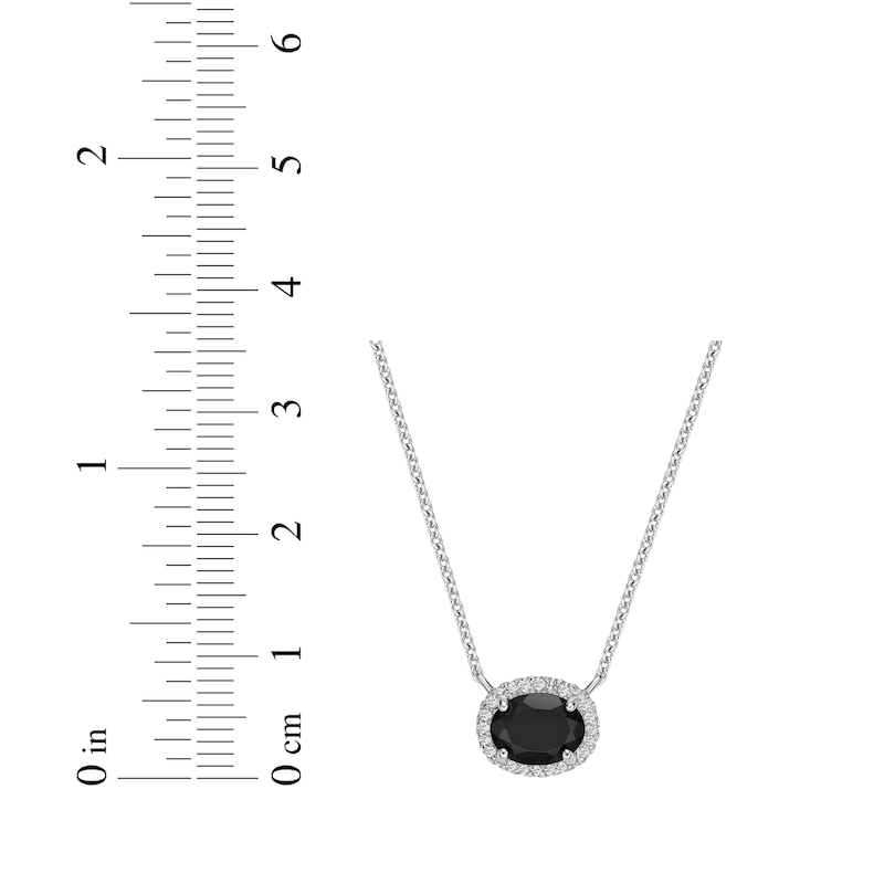 Main Image 4 of Oval-Cut Black Onyx & White Lab-Created Sapphire Necklace Sterling Silver 18&quot;