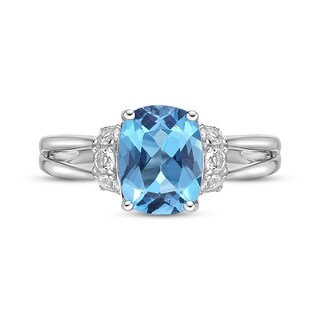 Cushion-Cut Swiss Blue Topaz & White Lab-Created Sapphire Ring Sterling ...