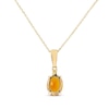 Thumbnail Image 1 of Oval-Cut Mexican Fire Opal & Diamond Accent Necklace 10K Yellow Gold 18”