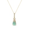 Thumbnail Image 1 of Pear-Shaped Opal & Round-Cut Diamond Necklace 1/10 ct tw 10K Yellow Gold 18”