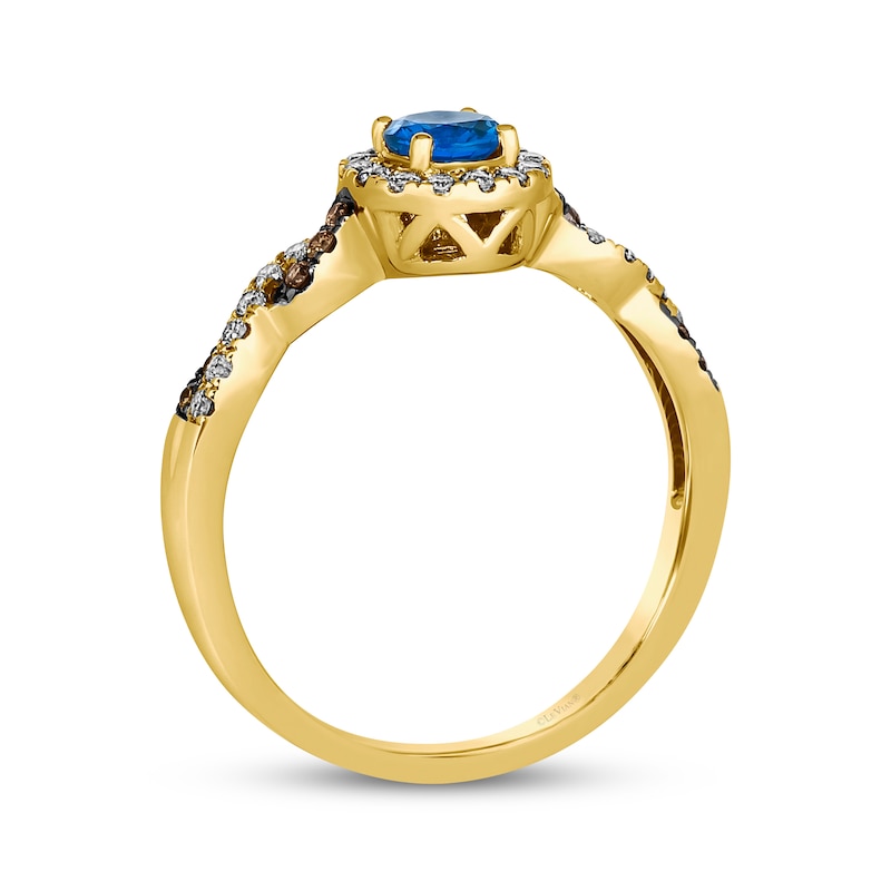 Main Image 3 of Le Vian Chocolate Twist  Sapphire Ring 1/4 ct tw Diamonds 14K Honey Gold