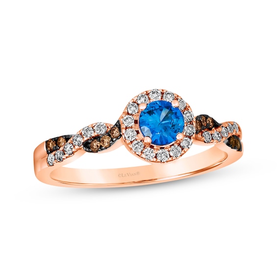 Le Vian Chocolate Twist Sapphire Ring 1/4 ct tw Diamonds 14K Strawberry Gold