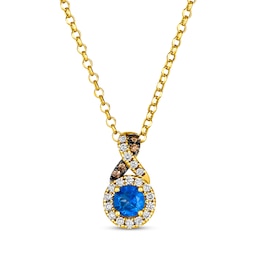 Le Vian Chocolate Twist Sapphire Necklace 1/6 ct tw Diamonds 14K Honey Gold 19”