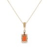 Thumbnail Image 2 of Cushion-Cut Mexican Fire Opal & Diamond Accent Necklace 10K Yellow Gold 18”