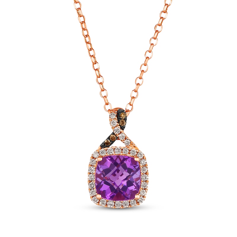 Le Vian Chocolate Twist Amethyst Necklace 1/5 ct tw Diamonds 14K Strawberry Gold 19”