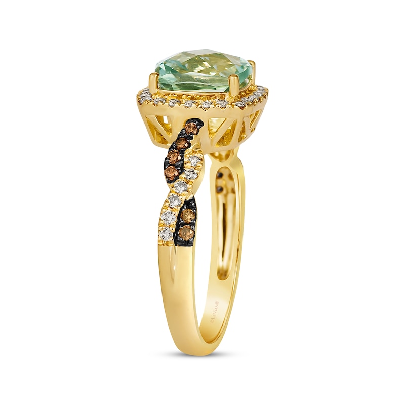 Main Image 2 of Le Vian Chocolate Twist Green Quartz Ring 1/3 ct tw Diamonds 14K Honey Gold