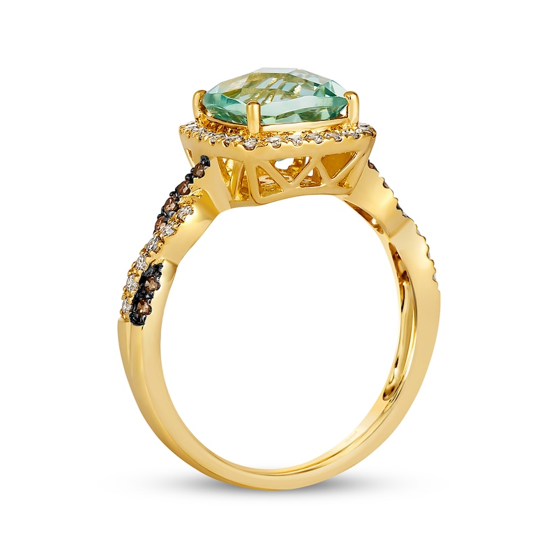 Main Image 3 of Le Vian Chocolate Twist Green Quartz Ring 1/3 ct tw Diamonds 14K Honey Gold