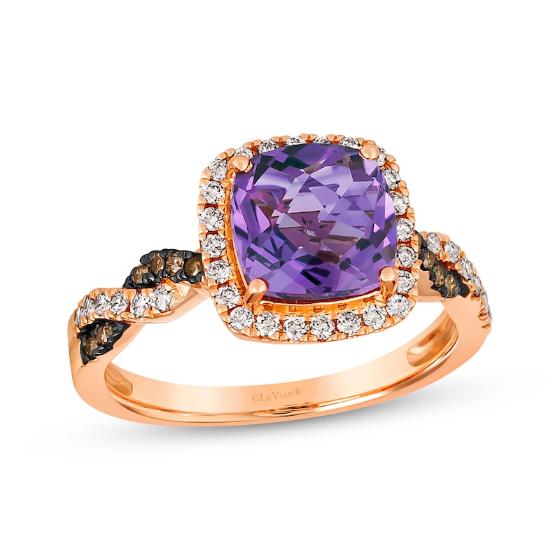 Le Vian Chocolate Twist Amethyst Ring 1/3 ct tw Diamonds 14K Strawberry Gold