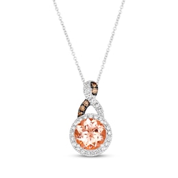 Le Vian Chocolate Twist Morganite Necklace 1/3 ct tw Diamonds 14K Vanilla Gold 19”