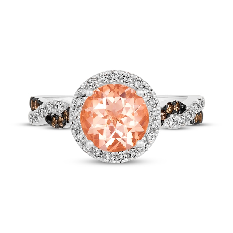 Main Image 4 of Le Vian Chocolate Twist Morganite Ring 3/8 ct tw Diamonds 14K Vanilla Gold