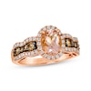 Thumbnail Image 1 of Le Vian Chocolate Waterfall Round-Cut Morganite Ring 3/4 ct tw Diamonds 14K Strawberry Gold