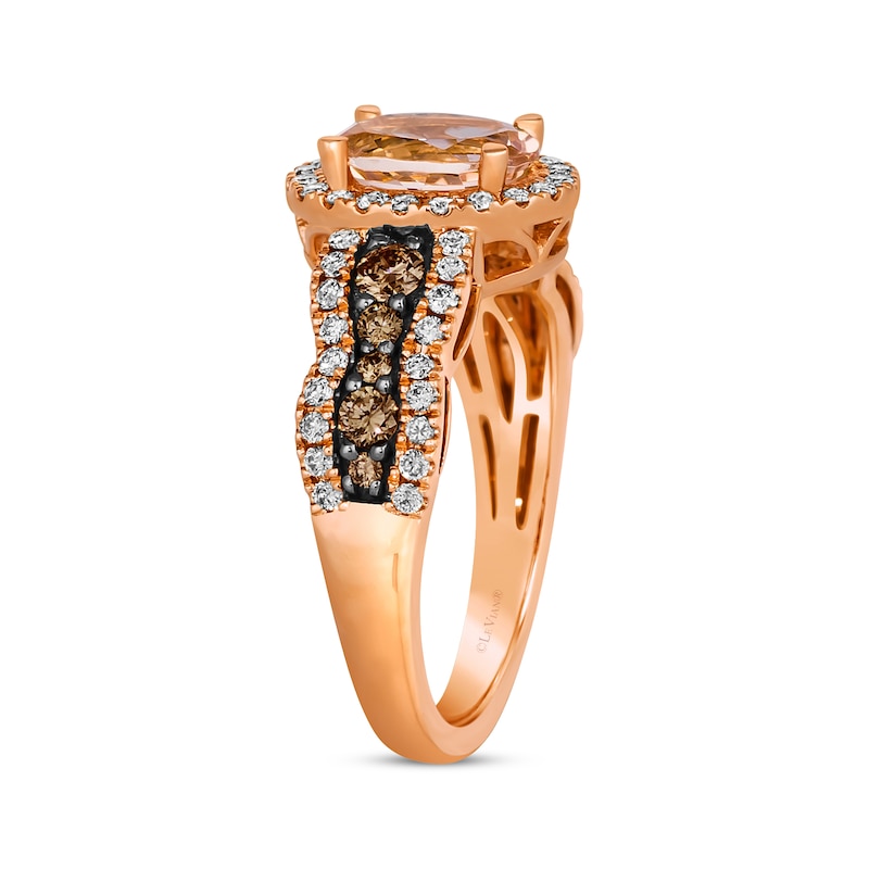 Main Image 2 of Le Vian Chocolate Waterfall Round-Cut Morganite Ring 3/4 ct tw Diamonds 14K Strawberry Gold