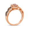 Thumbnail Image 3 of Le Vian Chocolate Waterfall Round-Cut Morganite Ring 3/4 ct tw Diamonds 14K Strawberry Gold