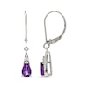 Thumbnail Image 1 of Pear-Shaped Amethyst & Round-Cut Diamond Drop Earrings 1/20 ct tw 10K White Gold