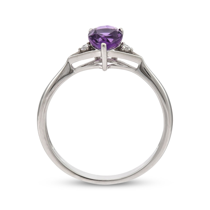 Main Image 2 of Pear-Shaped Amethyst & Round-Cut Diamond 1/20 ct tw 10K White Gold