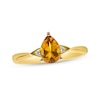 Thumbnail Image 1 of Pear-Shaped Citrine & Round-Cut Diamond Ring 1/20 ct tw 10K Yellow Gold