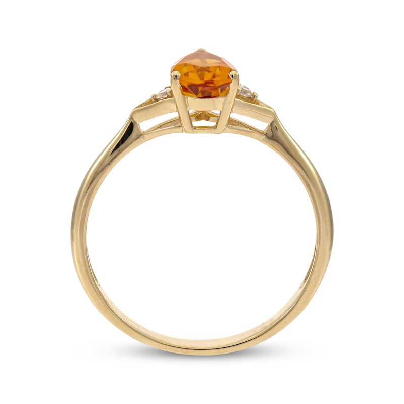 Main Image 2 of Pear-Shaped Citrine & Round-Cut Diamond Ring 1/20 ct tw 10K Yellow Gold