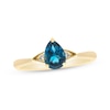 Thumbnail Image 1 of Pear-Shaped London Blue Topaz & Round-Cut Diamond Ring 1/20 ct tw 10K Yellow Gold