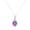 Thumbnail Image 1 of Oval-Cut Amethyst & Round-Cut Diamond Necklace 1/6 ct tw Sterling Silver 18”