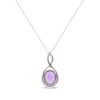 Thumbnail Image 2 of Oval-Cut Amethyst & Round-Cut Diamond Necklace 1/6 ct tw Sterling Silver 18”