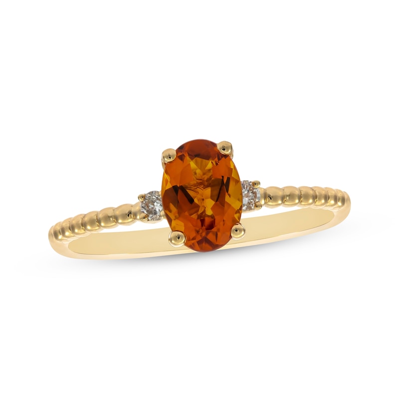 Main Image 1 of Oval-Cut Citrine & Round-Cut Diamond Ring 1/20 ct tw 10K Yellow Gold