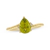 Thumbnail Image 1 of Pear-Shaped Peridot & Round-Cut Diamond Bypass Ring 1/20 ct tw 10K Yellow Gold