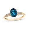 Thumbnail Image 1 of Oval-Cut London Blue Topaz & Round-Cut Diamond Ring 1/20 ct tw 10K Yellow Gold