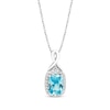 Thumbnail Image 1 of Octagon-Cut Swiss Blue Topaz & White Topaz Necklace Sterling Silver 18&quot;