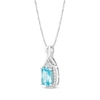 Thumbnail Image 2 of Octagon-Cut Swiss Blue Topaz & White Topaz Necklace Sterling Silver 18&quot;