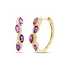 Thumbnail Image 1 of Marquise-Cut Amethyst & Diamond Hoop Earrings 1/10 ct tw 10K Yellow Gold