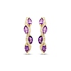 Thumbnail Image 2 of Marquise-Cut Amethyst & Diamond Hoop Earrings 1/10 ct tw 10K Yellow Gold