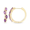 Thumbnail Image 3 of Marquise-Cut Amethyst & Diamond Hoop Earrings 1/10 ct tw 10K Yellow Gold